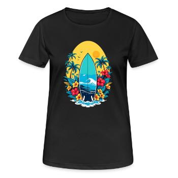 Stylisches Surfbrett - Frauen T-Shirt atmungsaktiv - Schwarz - Vorne - AI Model Female 172 light (172cm)