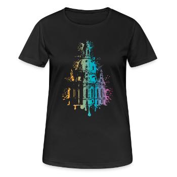 Dresden Farbexplosion Frauenkirche Souvenir Logo - Frauen T-Shirt atmungsaktiv - Schwarz - Vorne - AI Model Female 172 light (172cm)
