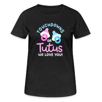 Touchdowns oder Tutus für Gender-Reveal-Partys - Frauen T-Shirt atmungsaktiv - Schwarz - Vorne - AI Model Female 172 light (172cm)