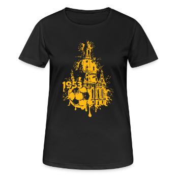 1953 Dresden Fußball Frauenkirche Souvenir Symbol - Frauen T-Shirt atmungsaktiv - Schwarz - Vorne - AI Model Female 172 light (172cm)