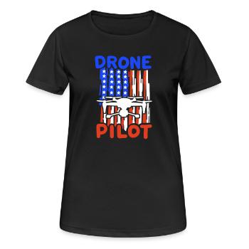 Drohnenpilot Drohne - Frauen T-Shirt atmungsaktiv - Schwarz - Vorne - AI Model Female 172 light (172cm)