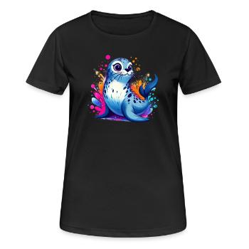 Siegel - Frauen T-Shirt atmungsaktiv - Schwarz - Vorne - AI Model Female 172 light (172cm)