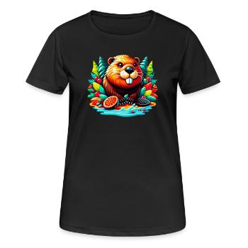 Castor - T-shirt respirant Femme - noir - Devant - AI Model Female 172 light (172cm)