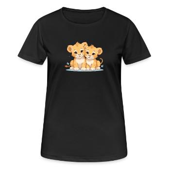 Lion cubs - Women's Breathable T-Shirt - black - Front - AI Model Female 172 light (172cm)