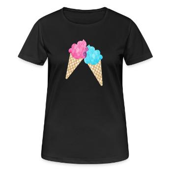 Eis Paar Duo Sommer Eisdiele cool Sommer zwei Fan - Frauen T-Shirt atmungsaktiv - Schwarz - Vorne - AI Model Female 172 light (172cm)