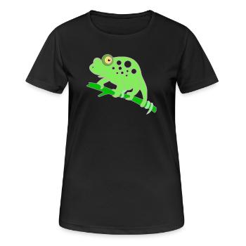 Chamaeleon tier - Frauen T-Shirt atmungsaktiv - Schwarz - Vorne - AI Model Female 172 light (172cm)