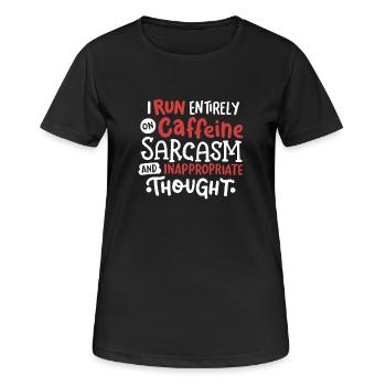 Sarkasmus Koffein sarkastisch - Frauen T-Shirt atmungsaktiv - Schwarz - Vorne - AI Model Female 172 light (172cm)