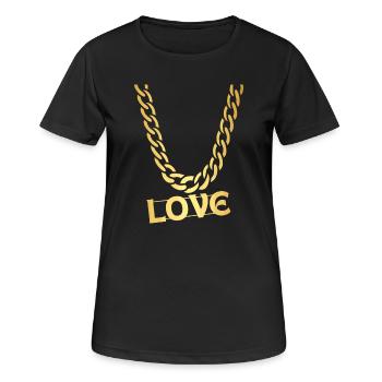 LIEBE - Frauen T-Shirt atmungsaktiv - Schwarz - Vorne - AI Model Female 172 light (172cm)