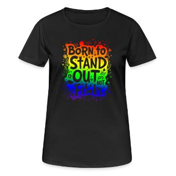 NÉ POUR SE DÉMARQUER, PAS POUR S’INTÉGRER - T-shirt respirant Femme - noir - Devant - AI Model Female 172 light (172cm)