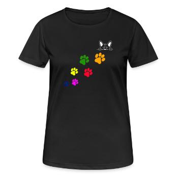 Empreintes pattes de chiens - T-shirt respirant Femme - noir - Devant - AI Model Female 172 light (172cm)