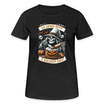 Halloween-Grusel-Geburtstagstorte - Frauen T-Shirt atmungsaktiv - Schwarz - Vorne - AI Model Female 172 light (172cm)