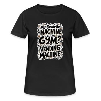 MEIN LIEBLINGSAUTOMAT IM FITNESSSTUDIO DER VERKAUFSAUTOMAT - Frauen T-Shirt atmungsaktiv - Schwarz - Vorne - AI Model Female 172 light (172cm)