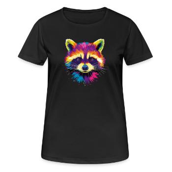 Raccoon Popart Colorful Rainbow Raccoon Raccoon Raccoon - Women's Breathable T-Shirt - black - Front - AI Model Female 172 light (172cm)