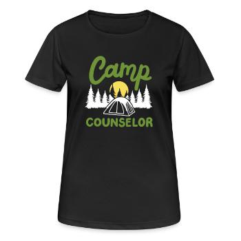 Camping Camp-Betreuer - Frauen T-Shirt atmungsaktiv - Schwarz - Vorne - AI Model Female 172 light (172cm)