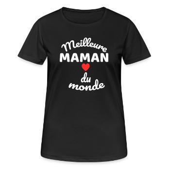 Herzmutter der Welt in weißer Schrift - Frauen T-Shirt atmungsaktiv - Schwarz - Vorne - AI Model Female 172 light (172cm)