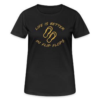 LA VIE EST MEILLEURE EN TONGS - T-shirt respirant Femme - noir - Devant - AI Model Female 172 light (172cm)
