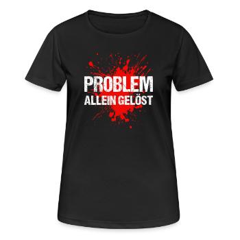 Problem gelöst - Frauen T-Shirt atmungsaktiv - Schwarz - Vorne - AI Model Female 172 light (172cm)