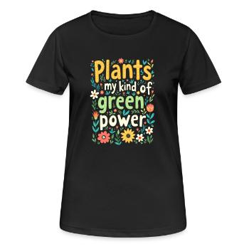 LES PLANTES : MON GENRE DE POUVOIR VERT - T-shirt respirant Femme - noir - Devant - AI Model Female 172 light (172cm)