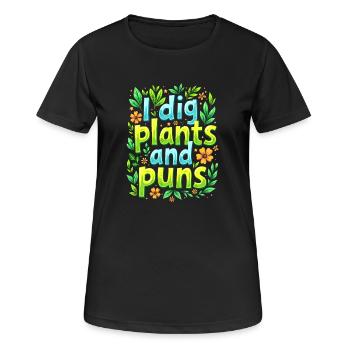 J’ADORE LES PLANTES ET LES JEUX DE MOTS - T-shirt respirant Femme - noir - Devant - AI Model Female 172 light (172cm)