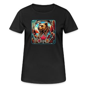 Kanada Bär Natur Design - Frauen T-Shirt atmungsaktiv - Schwarz - Vorne - AI Model Female 172 light (172cm)