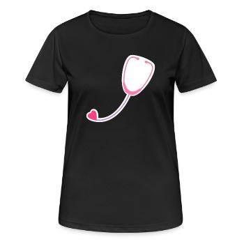 Stéthoscope coloré - T-shirt respirant Femme - noir - Devant - AI Model Female 172 light (172cm)