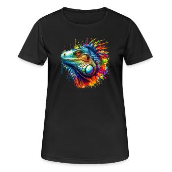 Leguan - Frauen T-Shirt atmungsaktiv - Schwarz - Vorne - AI Model Female 172 light (172cm)