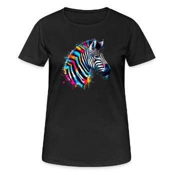 Zebra - Frauen T-Shirt atmungsaktiv - Schwarz - Vorne - AI Model Female 172 light (172cm)