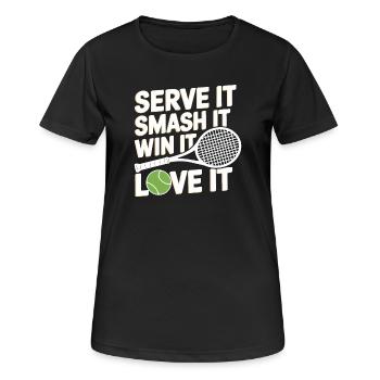Tennis Power Serve Smash Victory - T-shirt respirant Femme - noir - Devant - AI Model Female 172 light (172cm)
