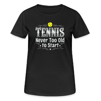 T-shirt de tennis jamais trop vieux pour commencer - T-shirt respirant Femme - noir - Devant - AI Model Female 172 light (172cm)