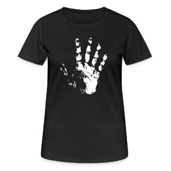 left hand imprint chalk icon icon illustration - Women's Breathable T-Shirt - black - Front - AI Model Female 172 light (172cm)