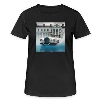 Vintage Car  in Lit Water Fountain Scene - Women's Breathable T-Shirt - black - Front - AI Model Female 172 light (172cm)
