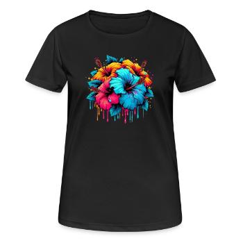 Hibiscus Flowers - Women's Breathable T-Shirt - black - Front - AI Model Female 172 light (172cm)