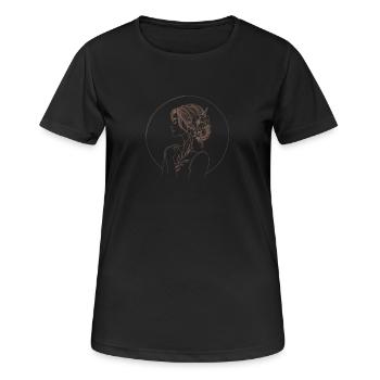 Goldener Blumenkreis Feminine Silhouette - Frauen T-Shirt atmungsaktiv - Schwarz - Vorne - AI Model Female 172 light (172cm)