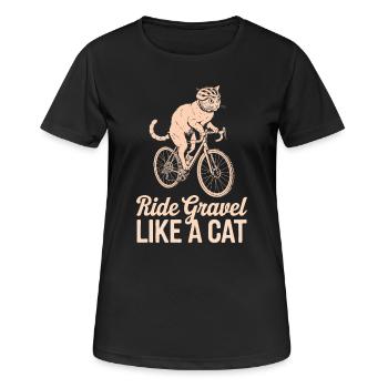 Fahre Schotter wie eine Katze - Frauen T-Shirt atmungsaktiv - Schwarz - Vorne - AI Model Female 172 light (172cm)