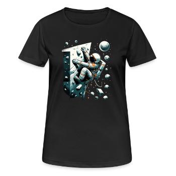 Bouldern Astronaut Raumfahrer Geschenk - Frauen T-Shirt atmungsaktiv - Schwarz - Vorne - AI Model Female 172 light (172cm)