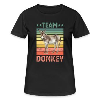 Esel - Frauen T-Shirt atmungsaktiv - Schwarz - Vorne - AI Model Female 172 light (172cm)