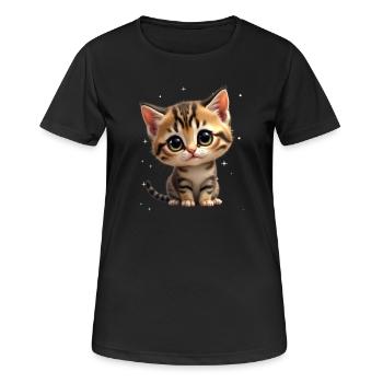 Kätzchen Sternchen Motiv - Frauen T-Shirt atmungsaktiv - Schwarz - Vorne - AI Model Female 172 light (172cm)