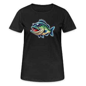 Barsch Angeln - Frauen T-Shirt atmungsaktiv - Schwarz - Vorne - AI Model Female 172 light (172cm)