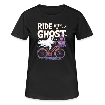 Balade à vélo fantomatique Halloween Design - T-shirt respirant Femme - noir - Devant - AI Model Female 172 light (172cm)