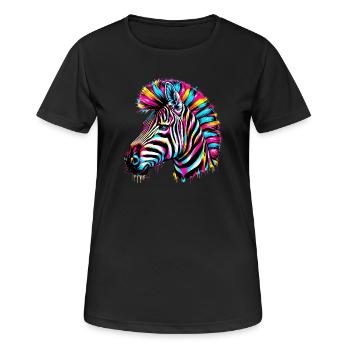 Zebra - Frauen T-Shirt atmungsaktiv - Schwarz - Vorne - AI Model Female 172 light (172cm)