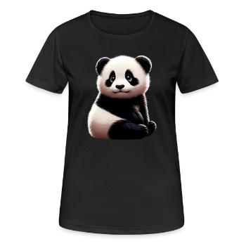 Panda - Frauen T-Shirt atmungsaktiv - Schwarz - Vorne - AI Model Female 172 light (172cm)