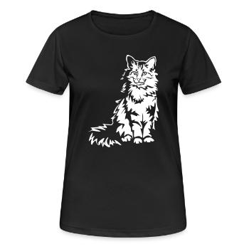 Norwegische Waldkatze "Black Edition" - Frauen T-Shirt atmungsaktiv - Schwarz - Vorne - AI Model Female 172 light (172cm)