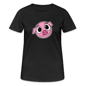 Schwein Kopf - Frauen T-Shirt atmungsaktiv - Schwarz - Vorne - AI Model Female 172 light (172cm)