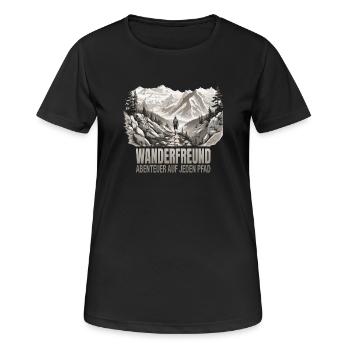 Abenteuer auf jeden Pfad - Frauen T-Shirt atmungsaktiv - Schwarz - Vorne - AI Model Female 172 light (172cm)