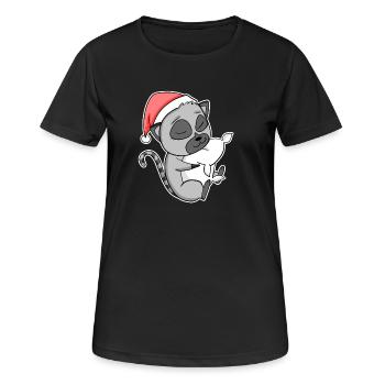 Lemuren Niedlich Müde Ausschlafen Weihnachten - Frauen T-Shirt atmungsaktiv - Schwarz - Vorne - AI Model Female 172 light (172cm)