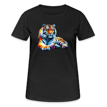 Tiger - Frauen T-Shirt atmungsaktiv - Schwarz - Vorne - AI Model Female 172 light (172cm)