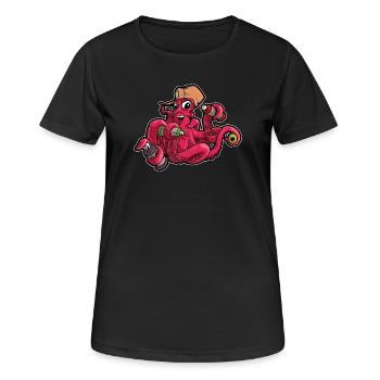 Graffiti Krake mit Spraydosen Cartoon - Frauen T-Shirt atmungsaktiv - Schwarz - Vorne - AI Model Female 172 light (172cm)