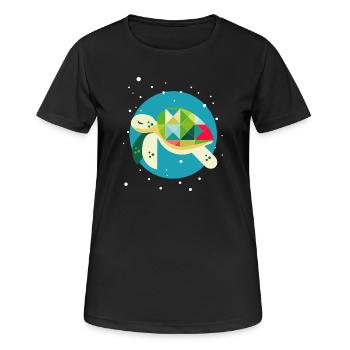 Tortue mignonne – Monde sous-marin créatif - T-shirt respirant Femme - noir - Devant - AI Model Female 172 light (172cm)