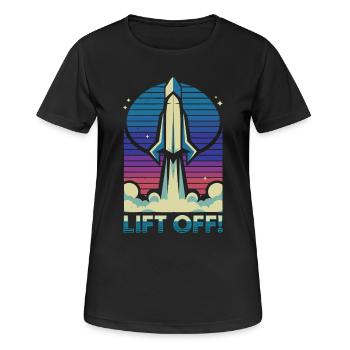 Retro Rocket Launch Illustration - Women's Breathable T-Shirt - black - Front - AI Model Female 172 light (172cm)