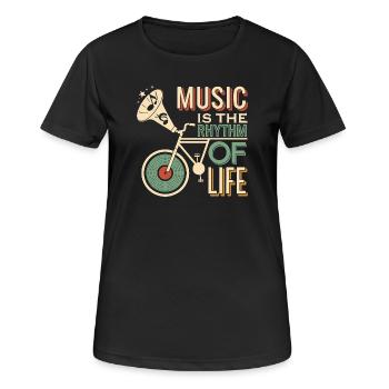 Musik ist der Rhythmus des Lebens - Frauen T-Shirt atmungsaktiv - Schwarz - Vorne - AI Model Female 172 light (172cm)